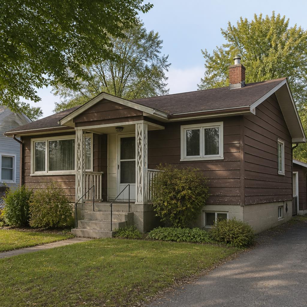 Fibre-cement bungalow update, AI-generated illustrative before example